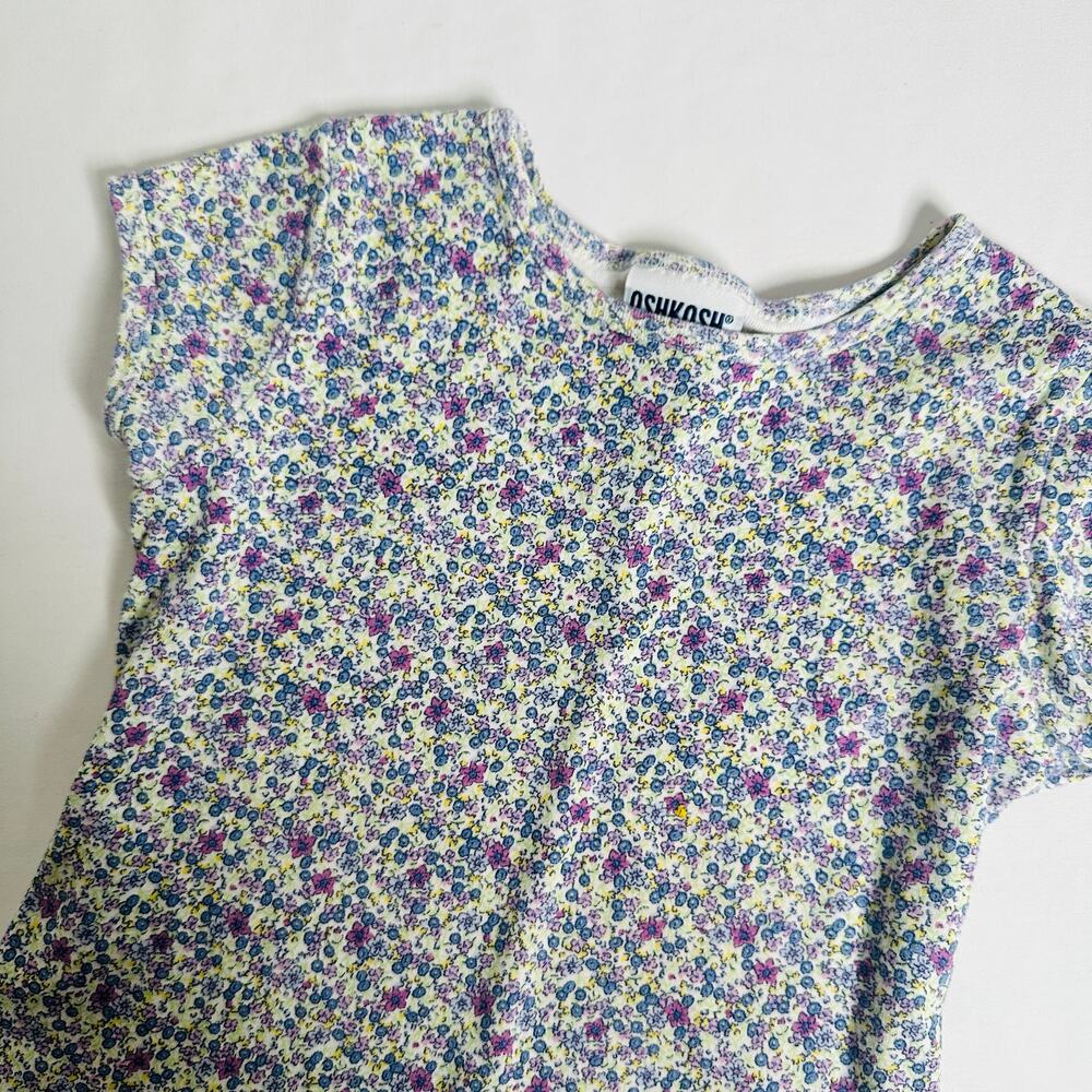 Vintage OshKosh Purple Floral Short Sleeve Top Sz 5